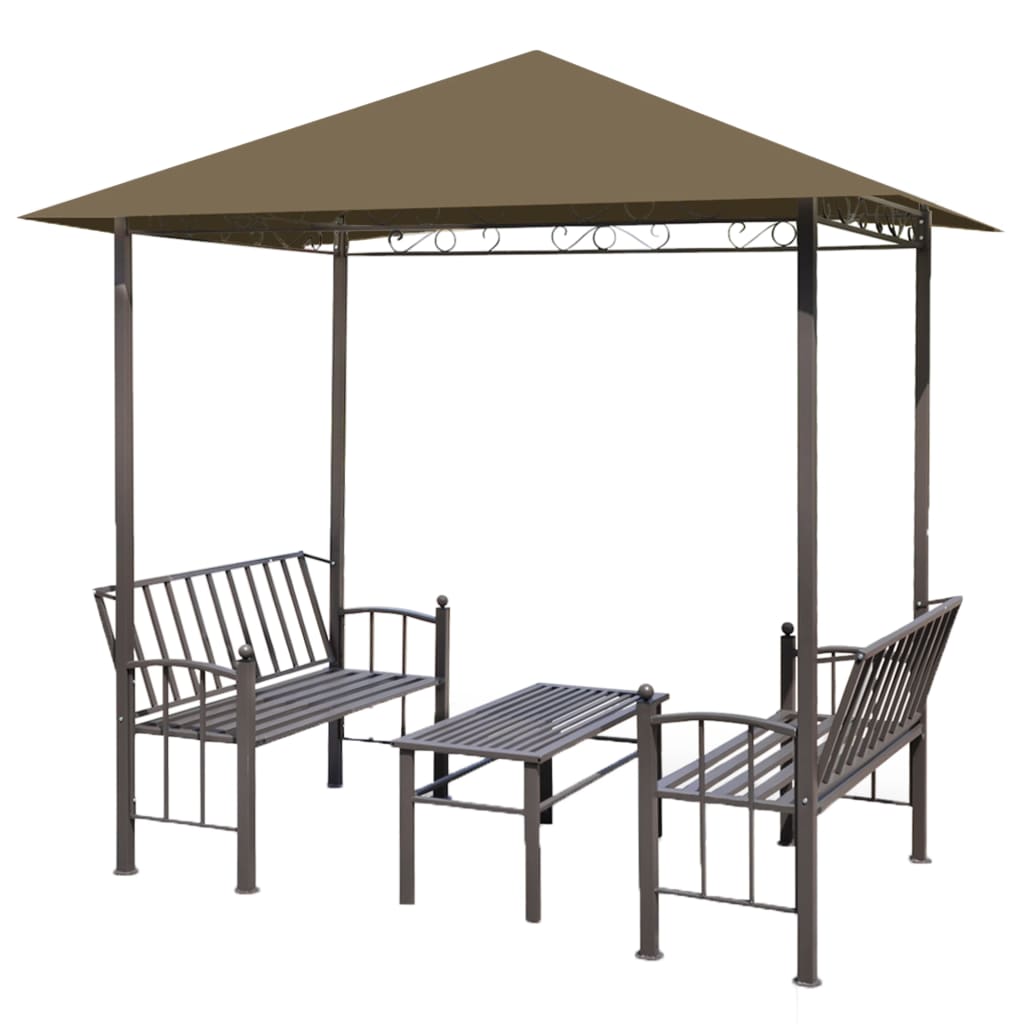 VidaXL Tuinpaviljoen met tafel en bankjes 180 g m² 2,5x1,5x2,4m taupe