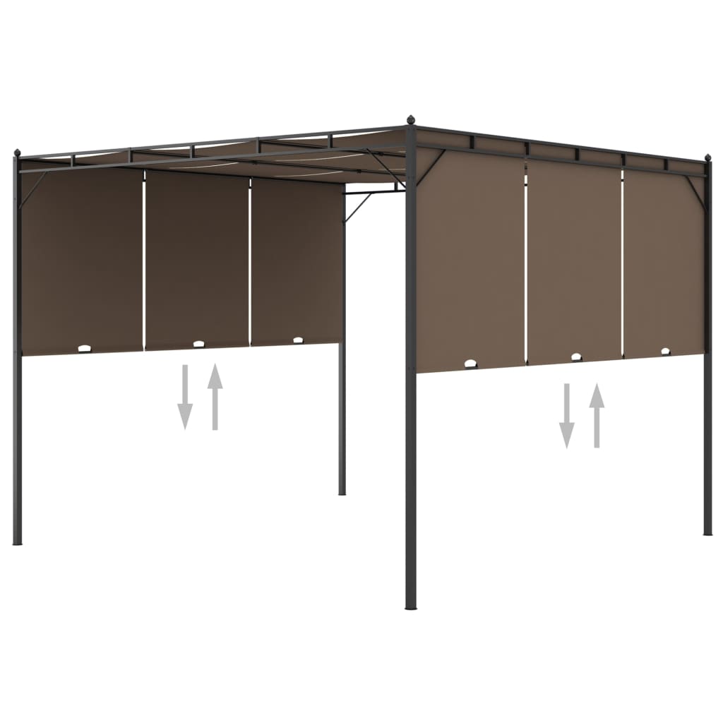 VidaXL Tuinprieel met zijgordijn 3x3x2,25m taupe