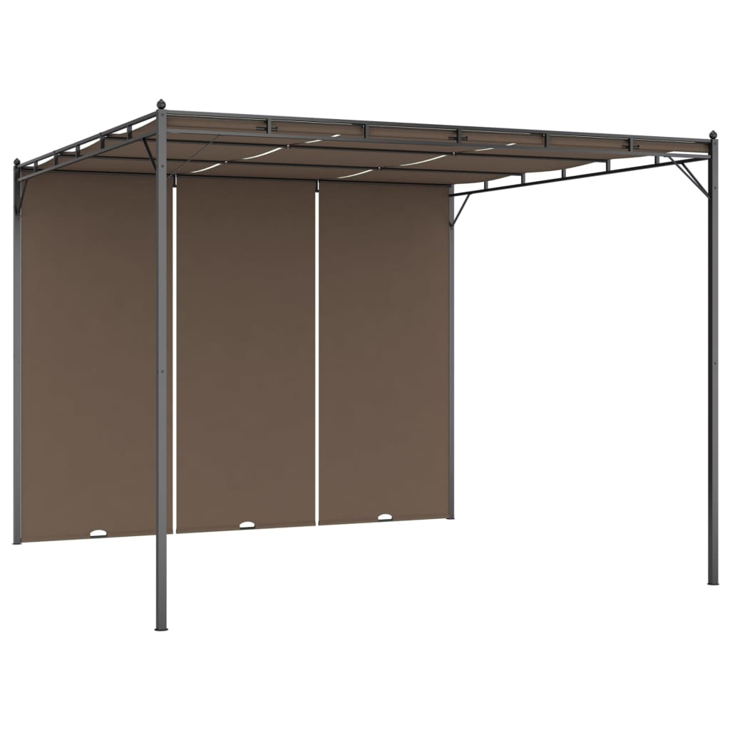 VidaXL Tuinprieel met zijgordijn 3x3x2,25m taupe
