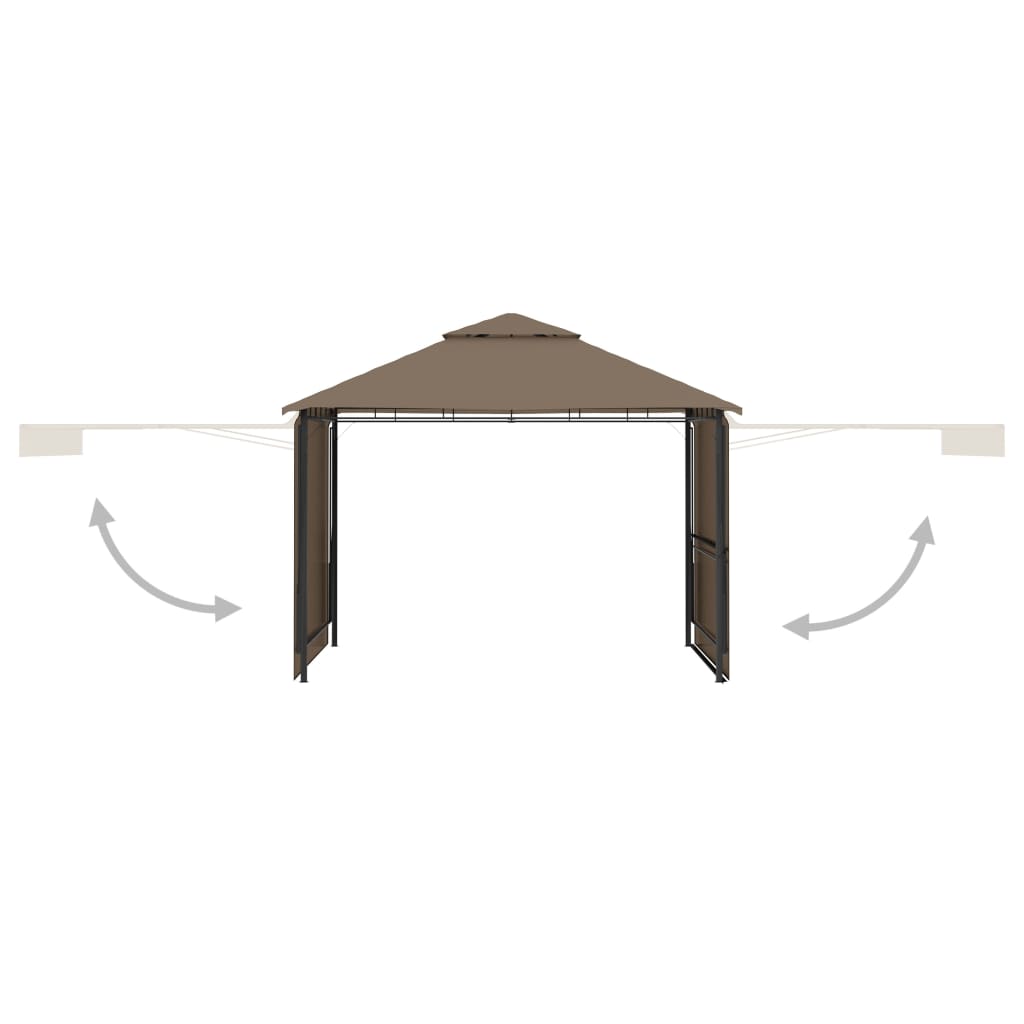 VidaXL Prieel met uitschuifbare daken 180 g m² 3x3x2,75m taupe