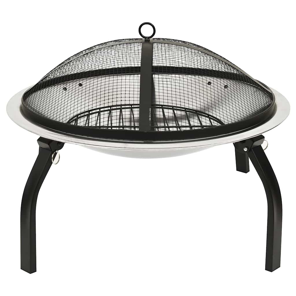 Vidaxl vuurschaal en barbecue 2-in-1 met pook 56x56x49 cm RVS