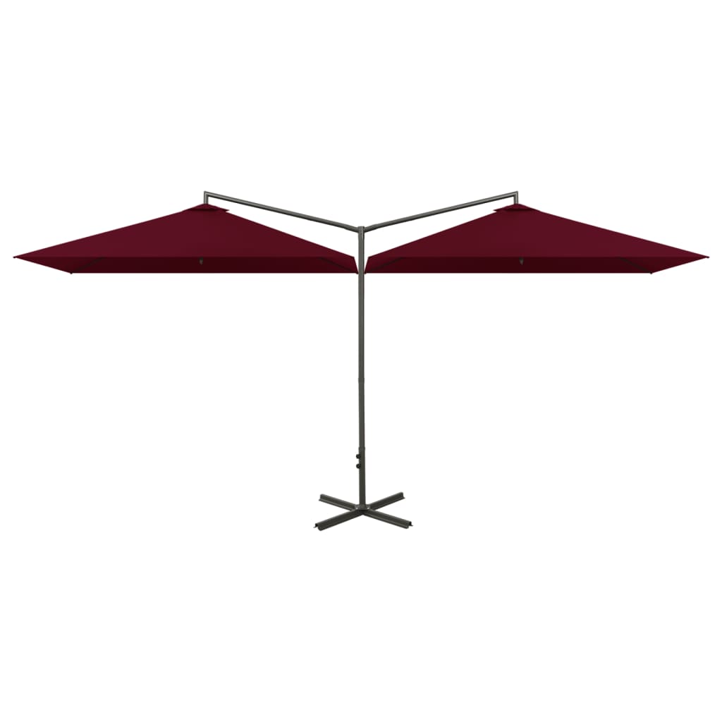 Vidaxl parasol dubbel met stalen paal 600x300 cm bordeauxrood