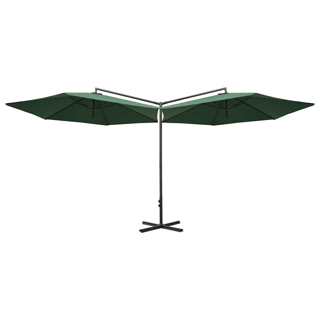 Vidaxl parasol dubbel met stalen paal 600 cm groen