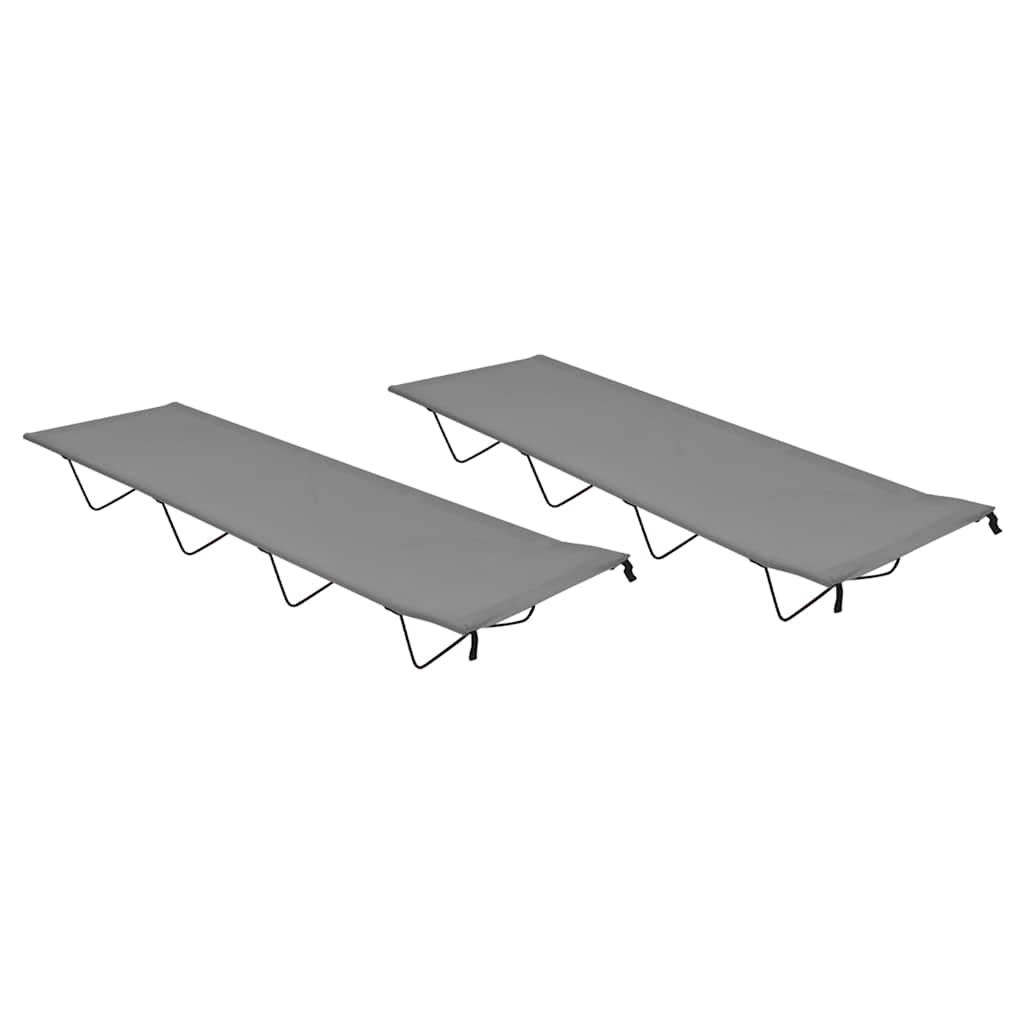 Vidaxl campingbedden 2 st 180x60x19 cm oxford stof en staal grijs