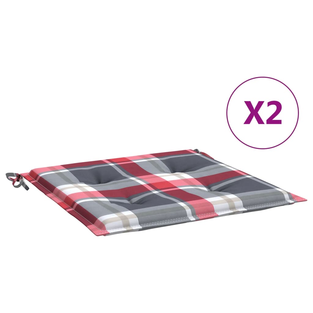 Vidaxl tuinstoelkussens 2 st 40x40x4 cm oxford stof ruitpatroon rood