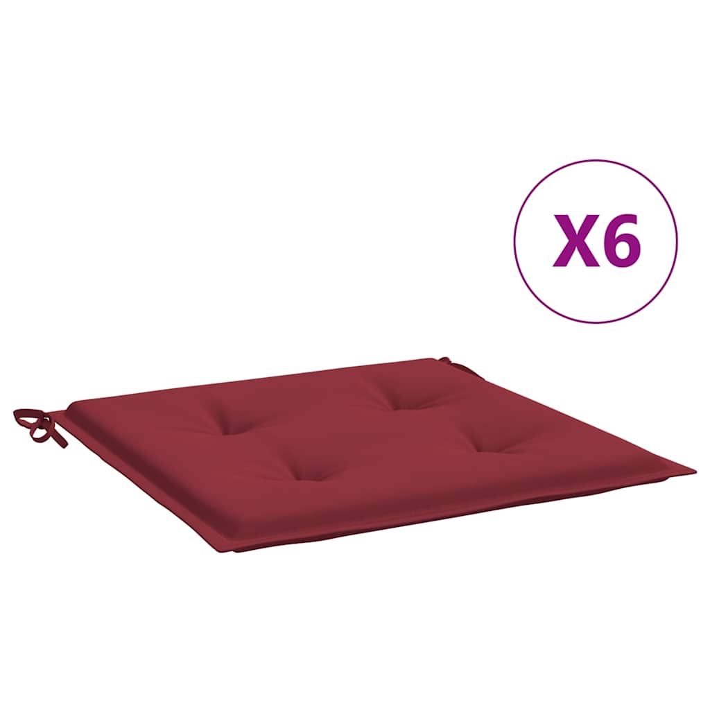 Vidaxl tuinstoelkussens 6 st 50x50x4 cm oxford stof wijnrood