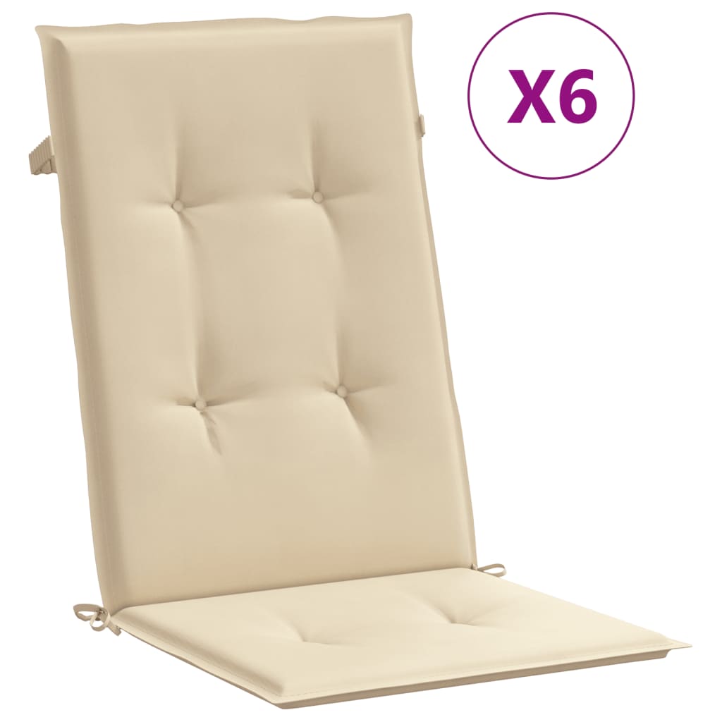 Vidaxl tuinstoelkussens hoge 6 st hoge vloerkleed 120x50x3 cm stof beige