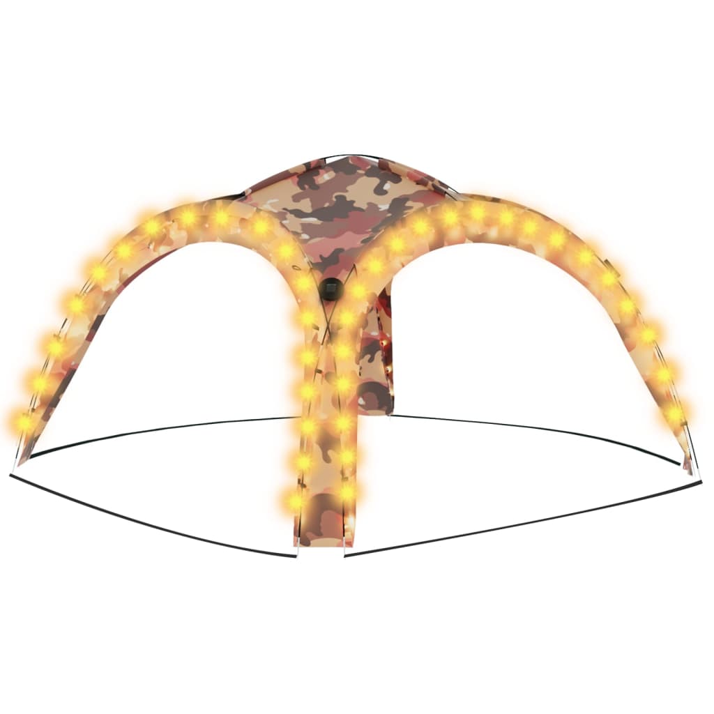 Vidaxl partytent met led en 4 zijwanden 3,6x3,6x2,3m camouflage