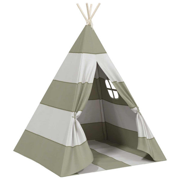 Vidaxl kindertent grijs en wit 120 x 120 x 150 cm massief grenenhout