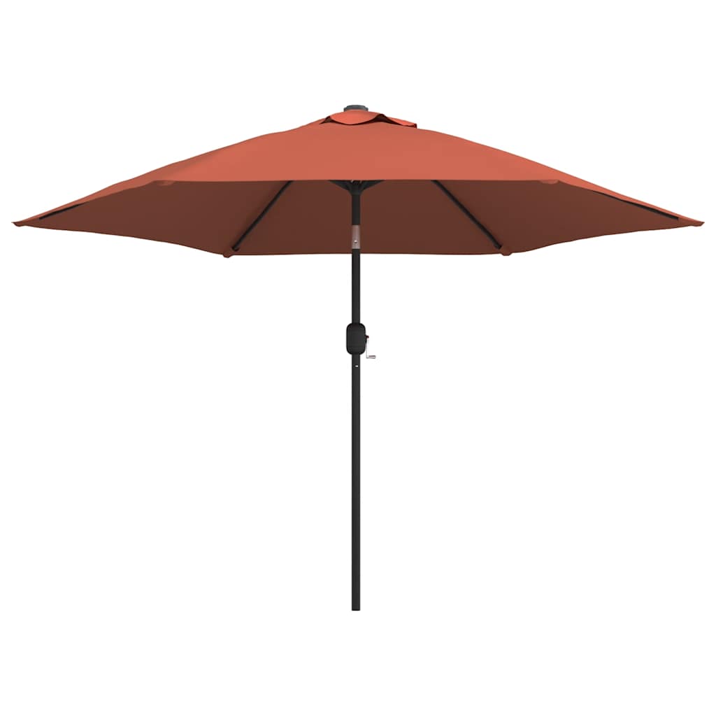 Vidaxl parasol met led-verlichting en stalen paal 300 cm terracotta