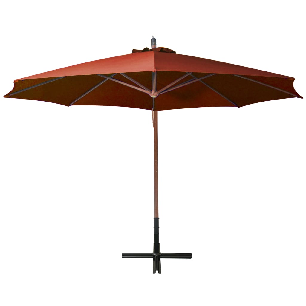 Vidaxl zweefparasol met paal 3,5x2,9 m massief vuurhout terracotta