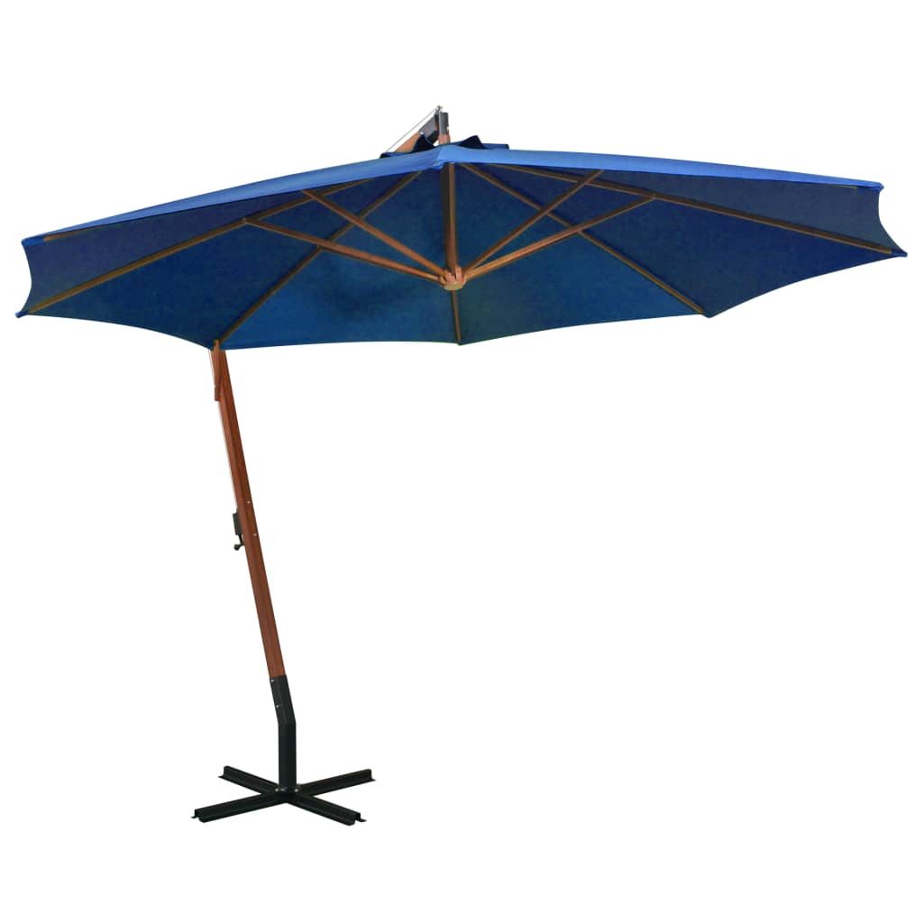 Vidaxl zweefparasol met paal 3,5x2,9 m massief vuurhout azuurblauw
