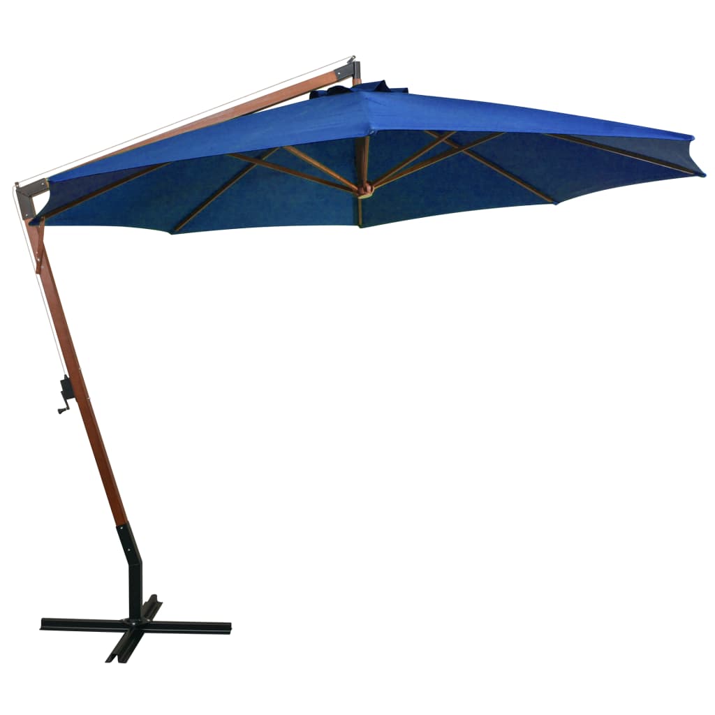Vidaxl zweefparasol met paal 3,5x2,9 m massief vuurhout azuurblauw