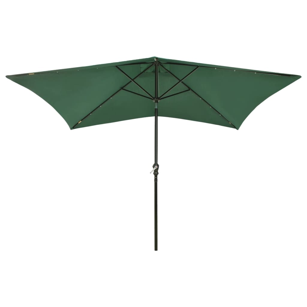 Vidaxl parasol met led's en stalen paal 2x3m groen