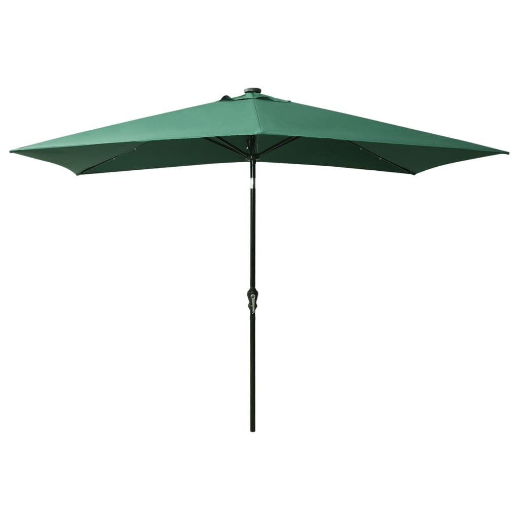Vidaxl parasol met led's en stalen paal 2x3m groen