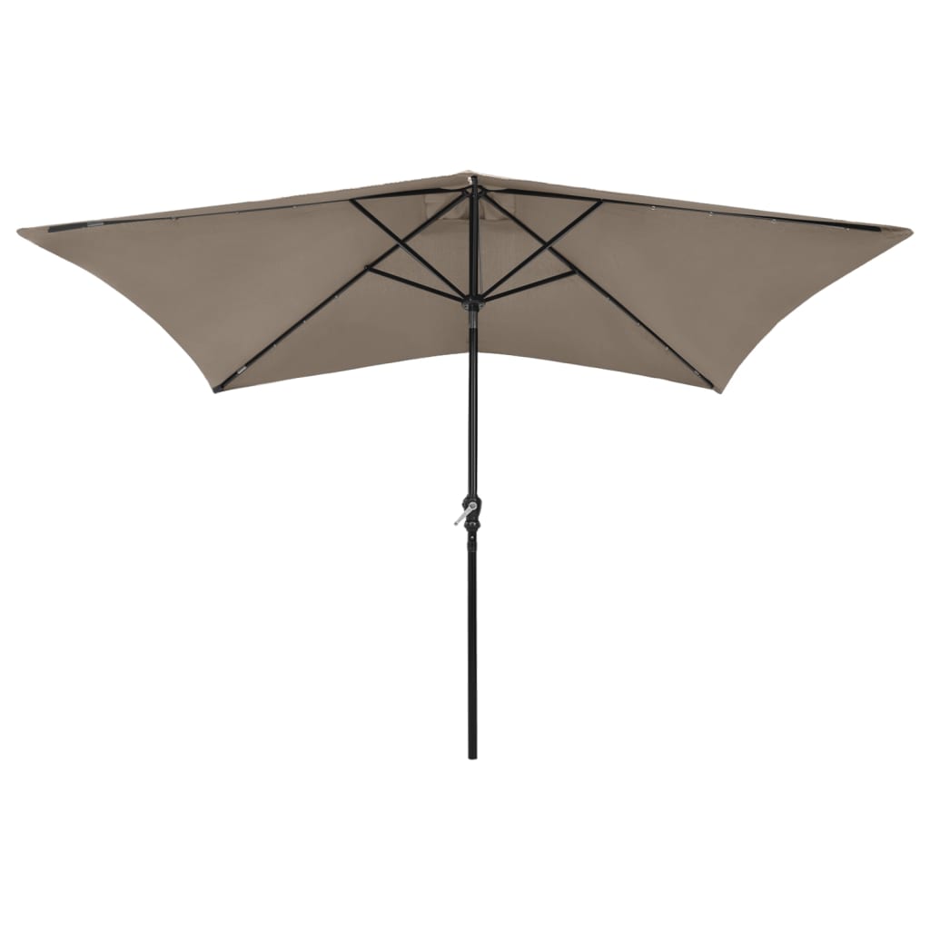 Vidaxl parasol met led's en stalen paal 2x3m taupe