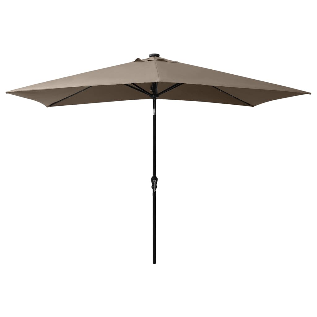 Vidaxl parasol met led's en stalen paal 2x3m taupe