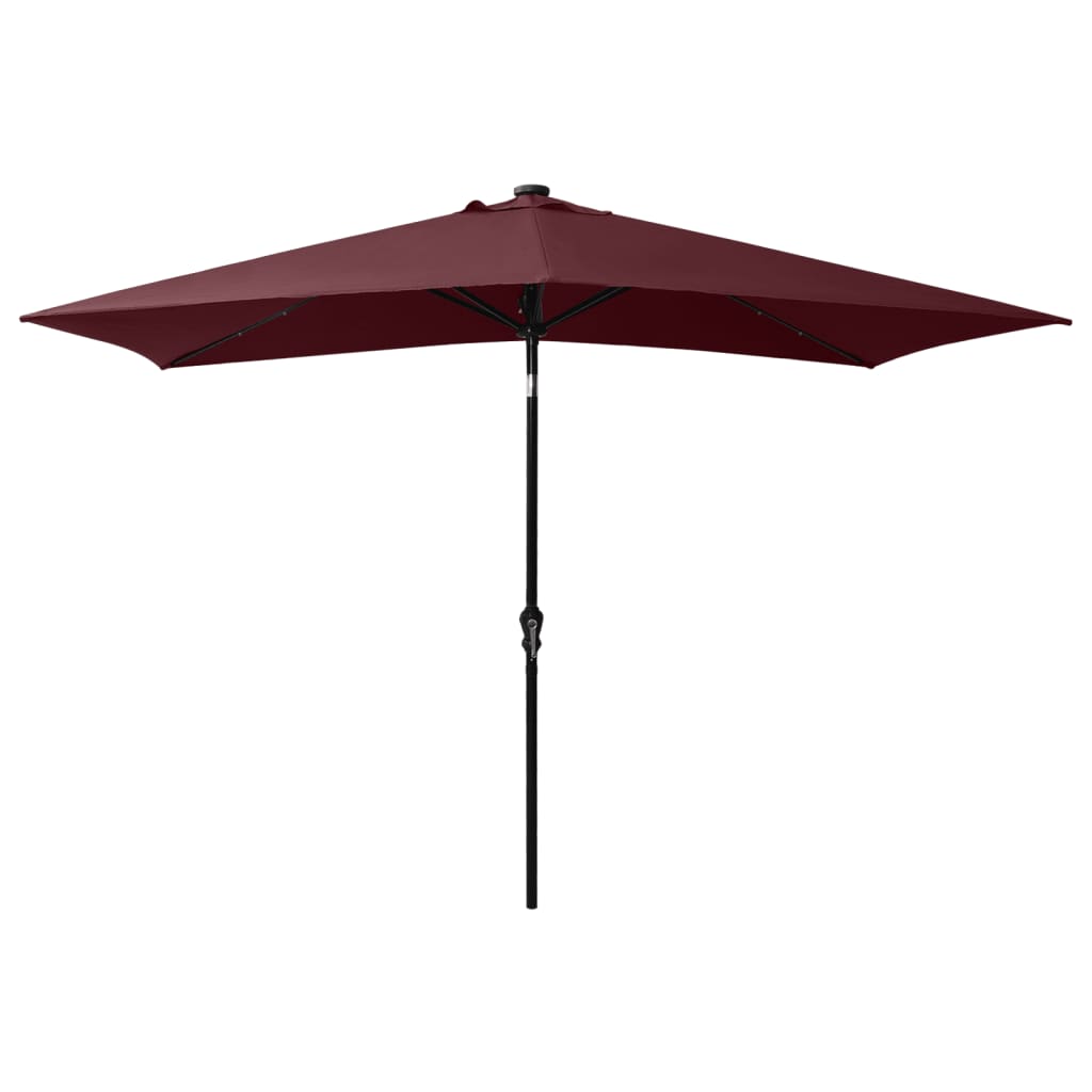 Vidaxl parasol met led's en stalen paal 2x3m bordeauxrood