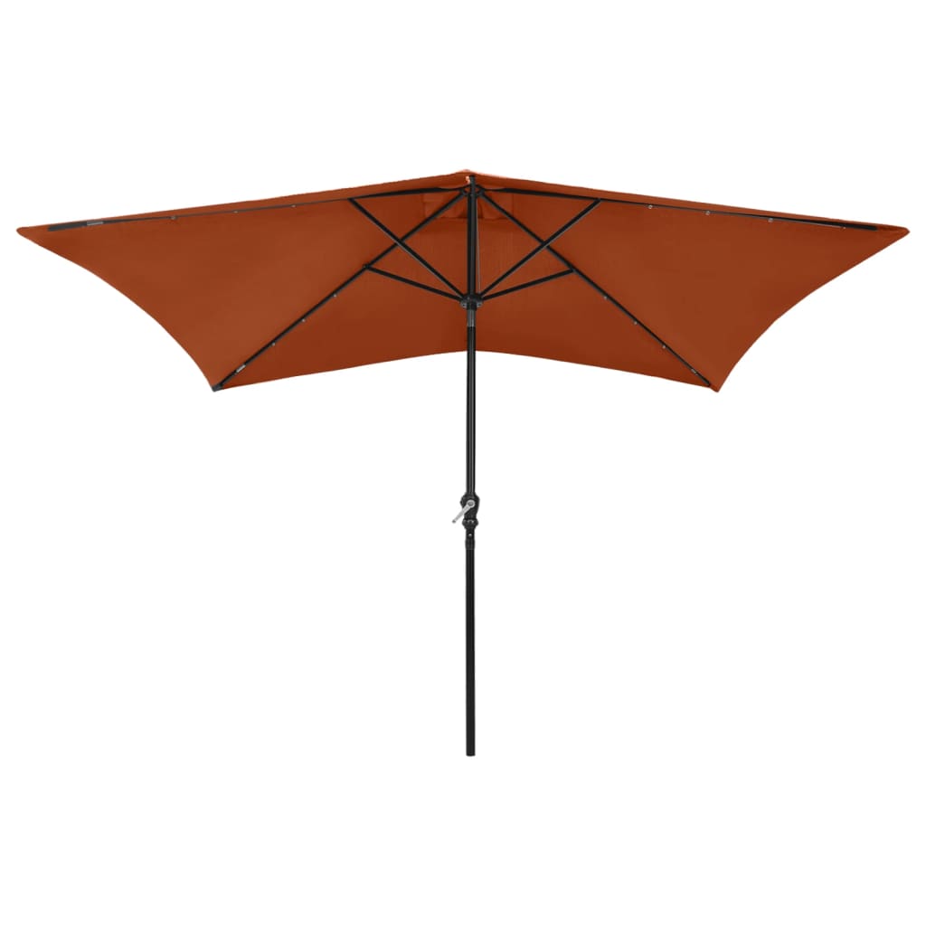 Vidaxl parasol met led's en stalen paal 2x3m terracottakleurig