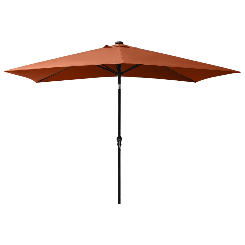 Vidaxl parasol met led's en stalen paal 2x3m terracottakleurig