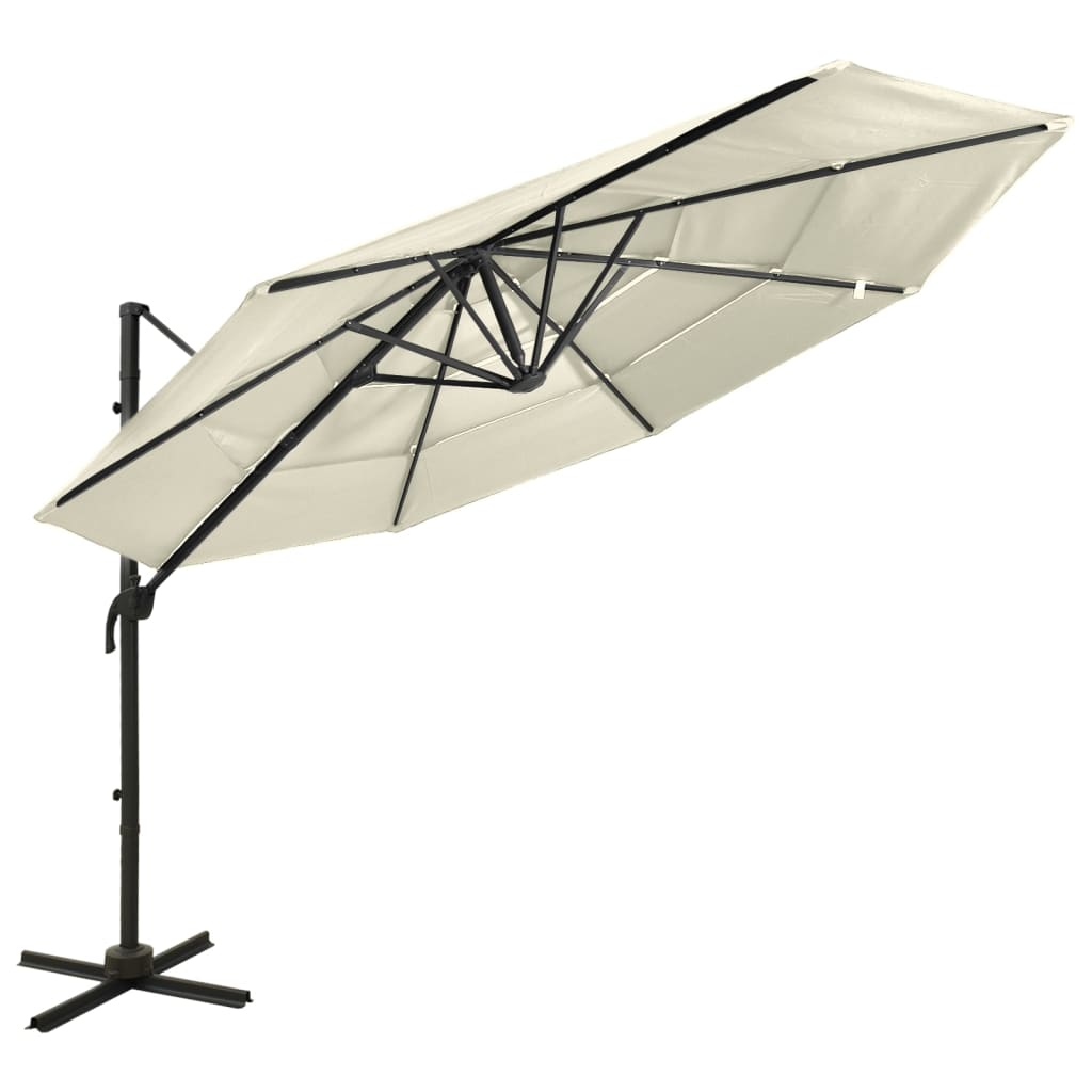 Vidaxl parasol 4-laags met aluminium paal 3x3m zandkleurig