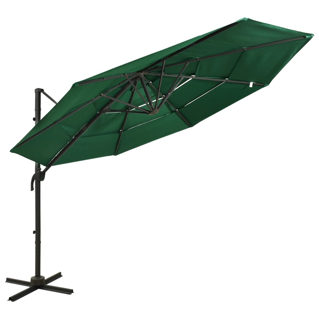 Vidaxl parasol 4-laags met aluminium paal 3x3m groen