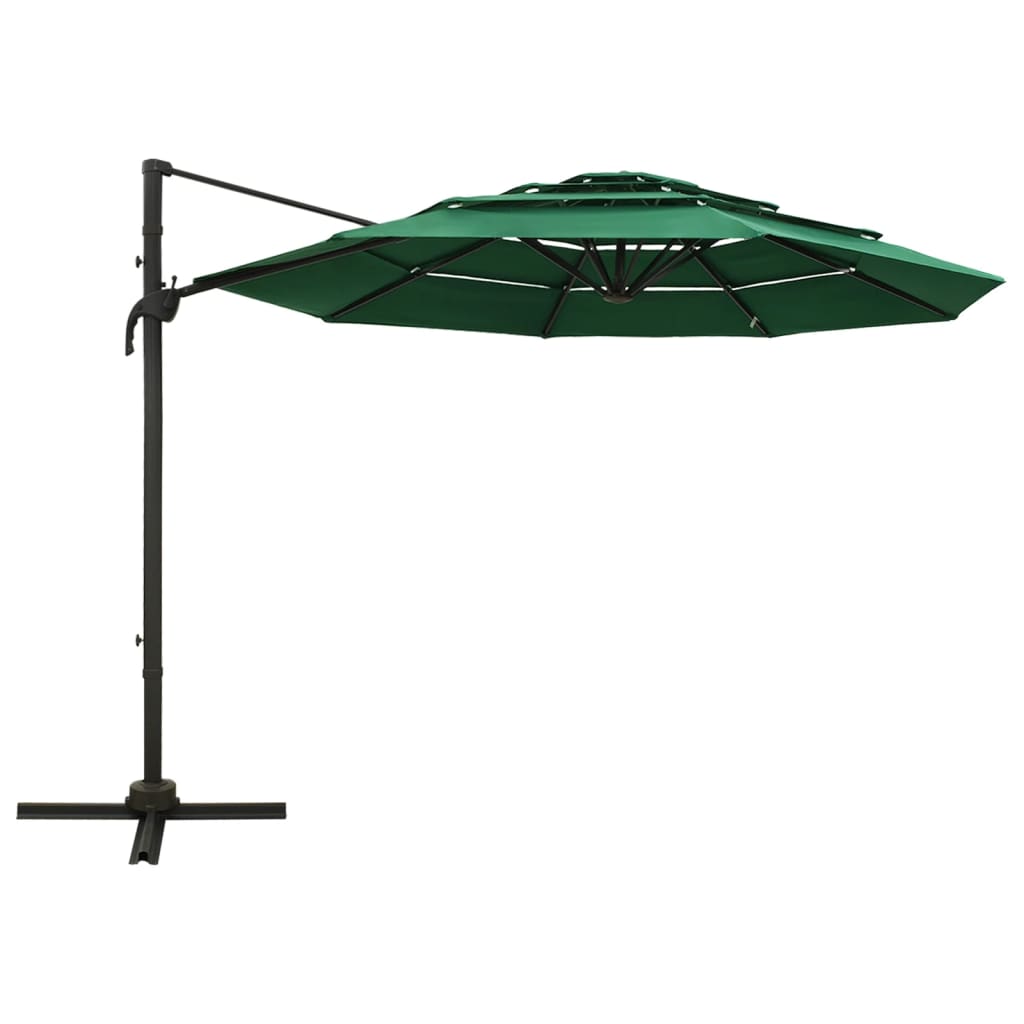 Vidaxl parasol 4-laags met aluminium paal 3x3m groen