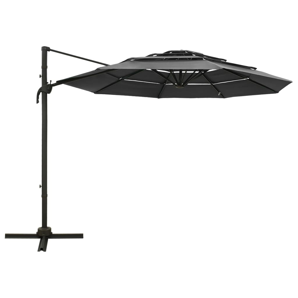 Vidaxl parasol 4-laags met aluminium paal 3x3m antracietkleurig