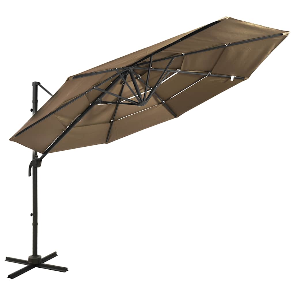 Vidaxl parasol 4-laags met aluminium paal 3x3m taupe