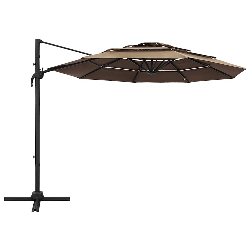 Vidaxl parasol 4-laags met aluminium paal 3x3m taupe