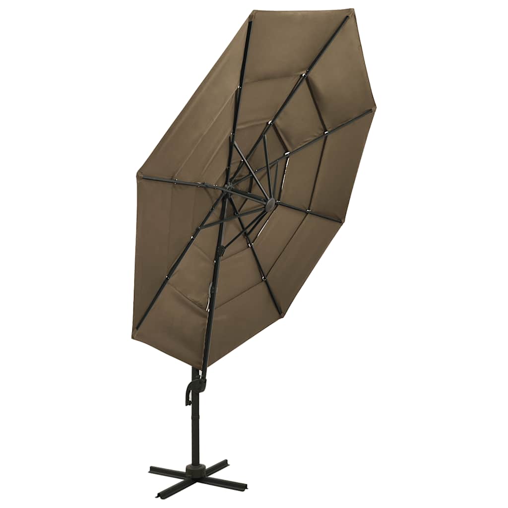 Vidaxl parasol 4-laags met aluminium paal 3x3m taupe