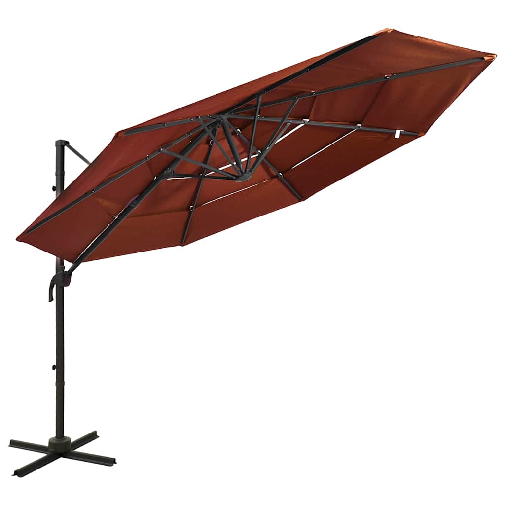 Vidaxl parasol 4-laags met aluminium paal 3x3m terracottakleurig