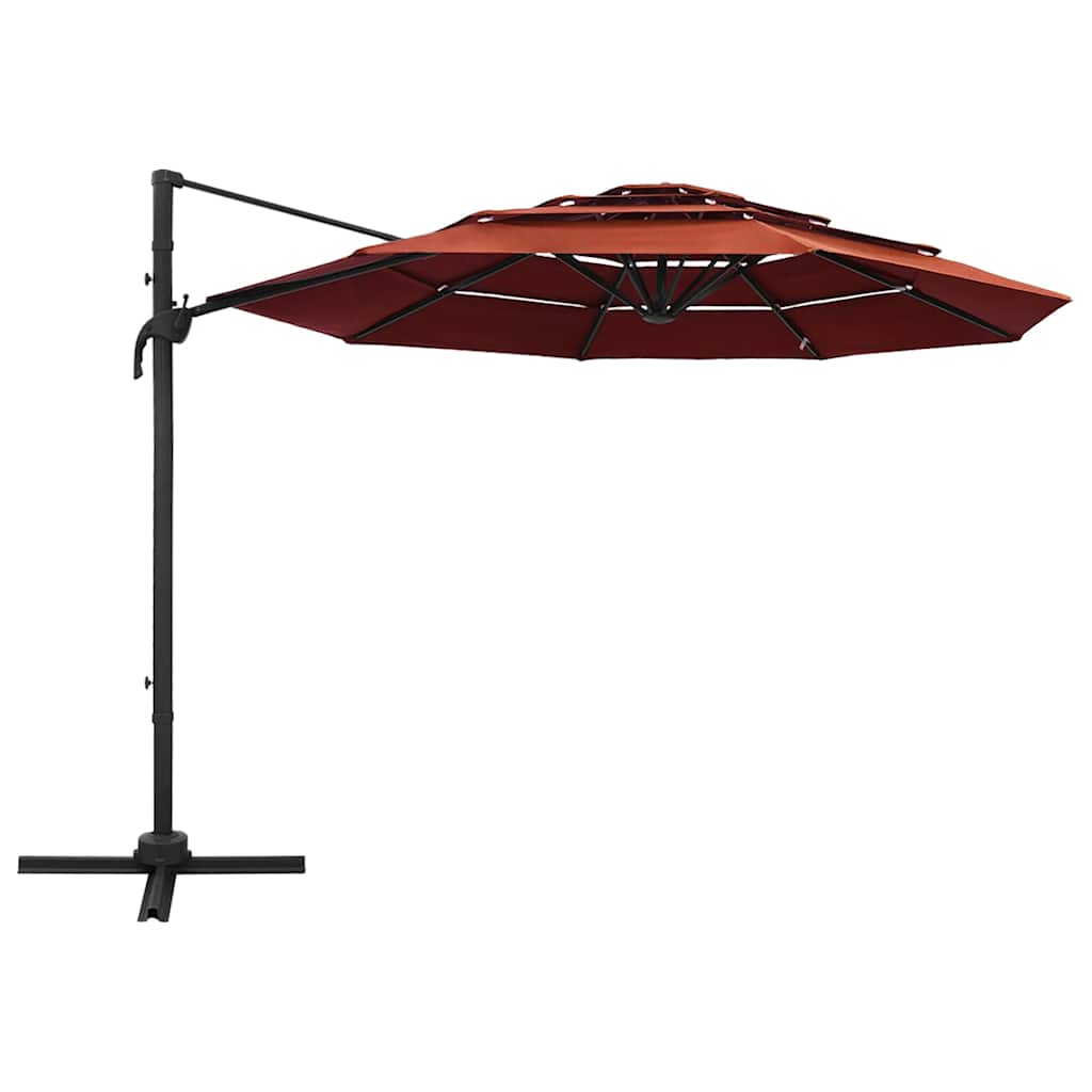 Vidaxl parasol 4-laags met aluminium paal 3x3m terracottakleurig