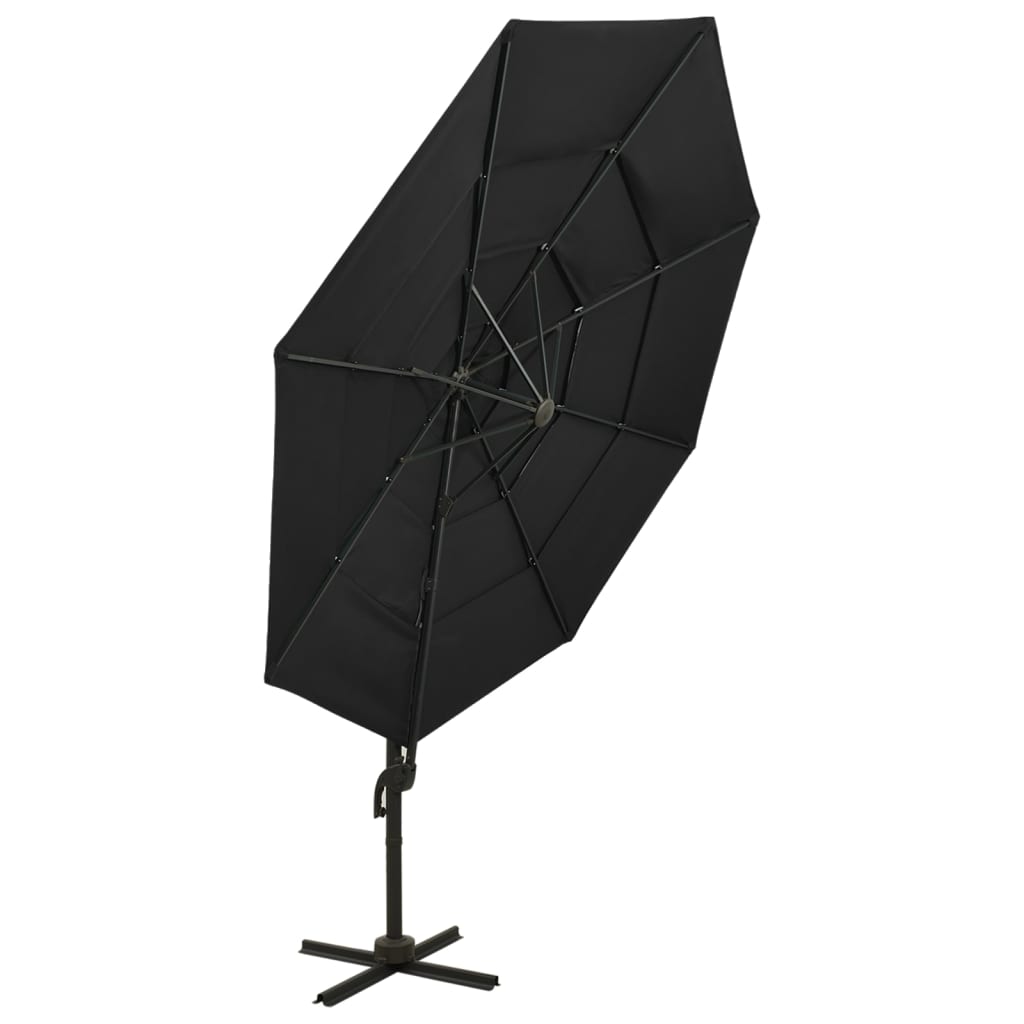 Vidaxl parasol 4-laags met aluminium paal 3x3m zwart