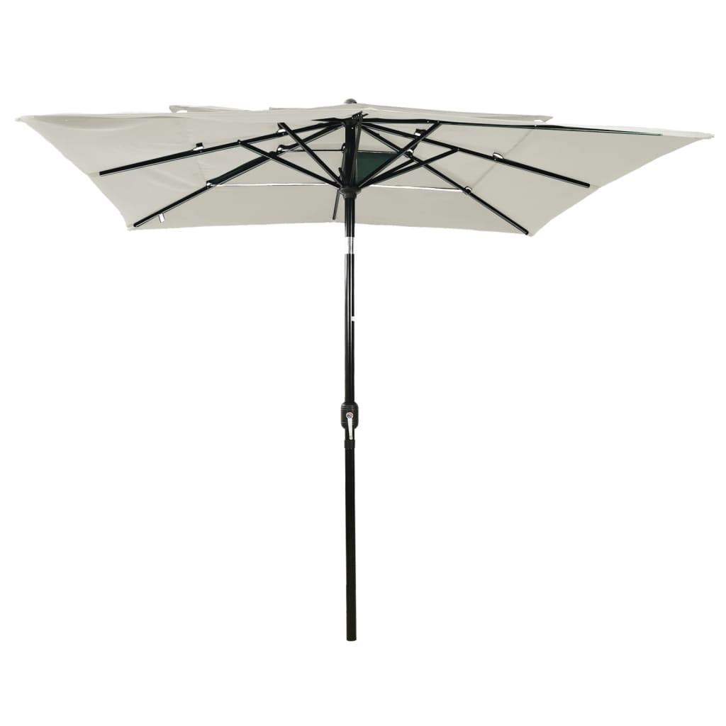 Vidaxl parasol 3-laags met aluminium paal 2,5x2,5m zandkleurig
