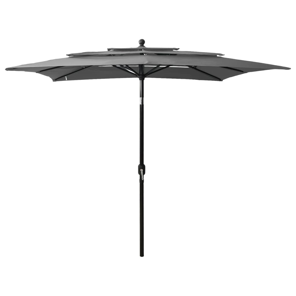 Vidaxl parasol 3-laags met aluminium paal 2,5x2,5m antracietkleurig