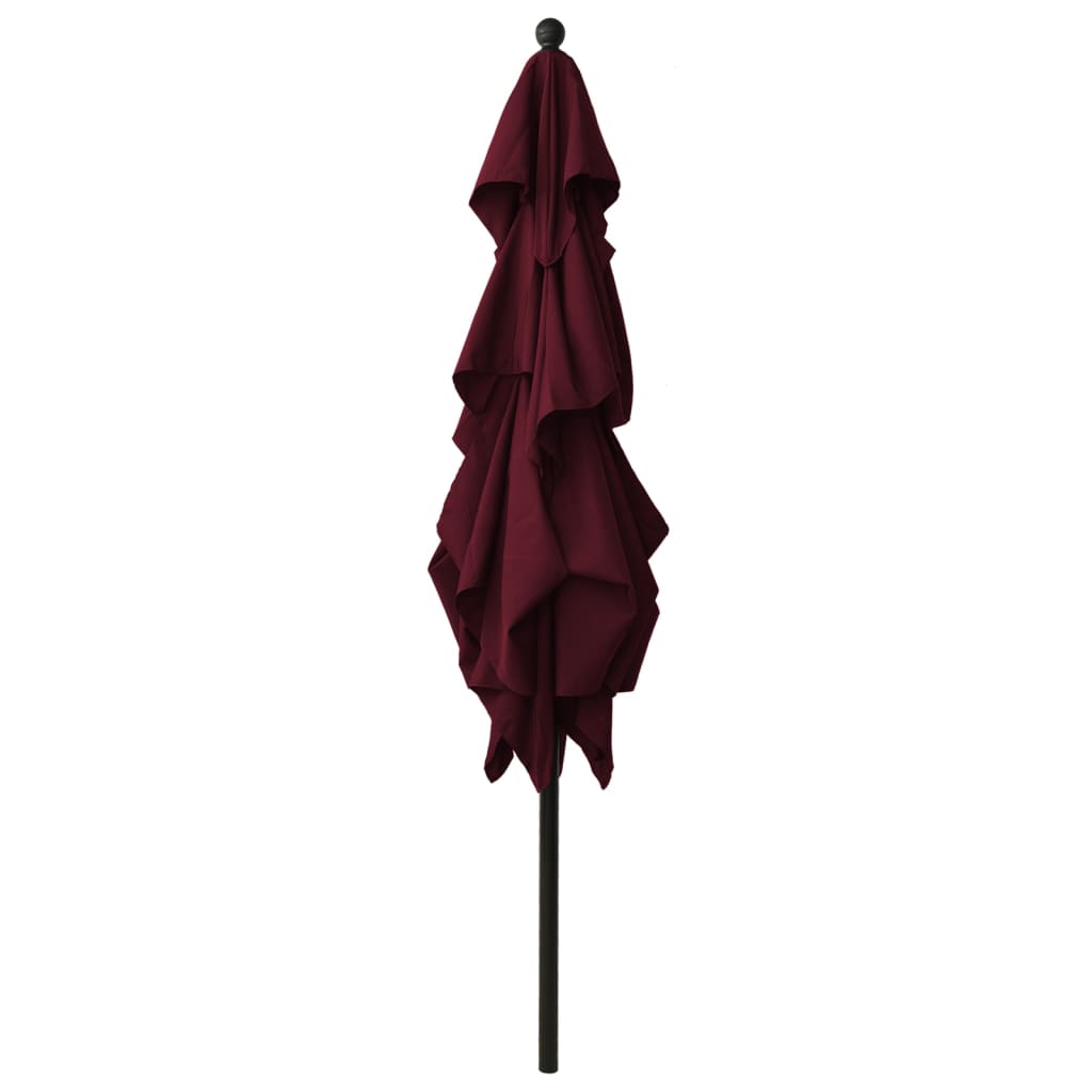Vidaxl parasol 3-laags met aluminium paal 2,5x2,5m bordeauxrood