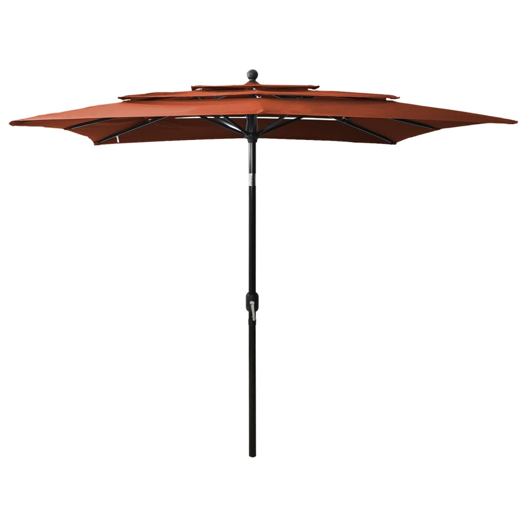 Vidaxl parasol 3-laags met aluminium paal 2,5x2,5m terracottakleurig