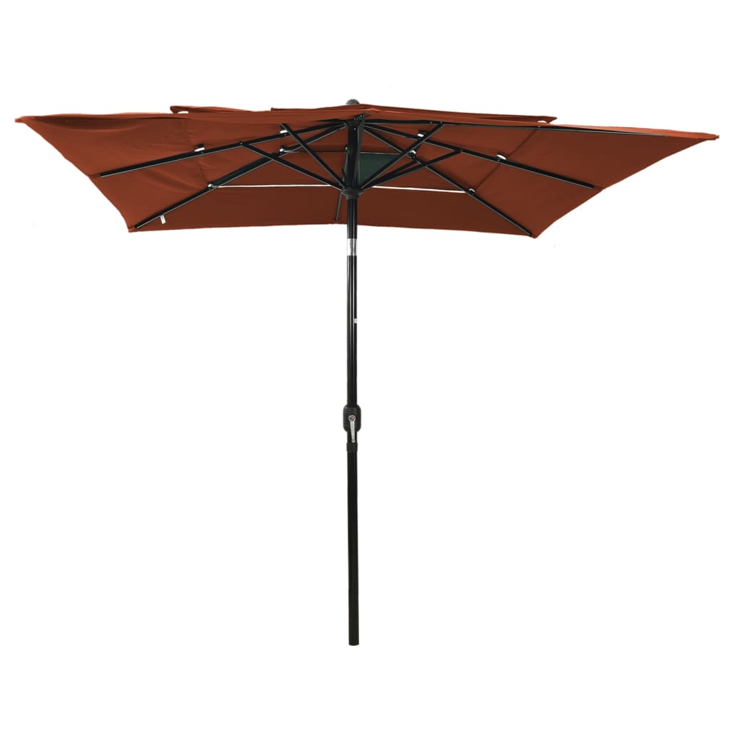 Vidaxl parasol 3-laags met aluminium paal 2,5x2,5m terracottakleurig