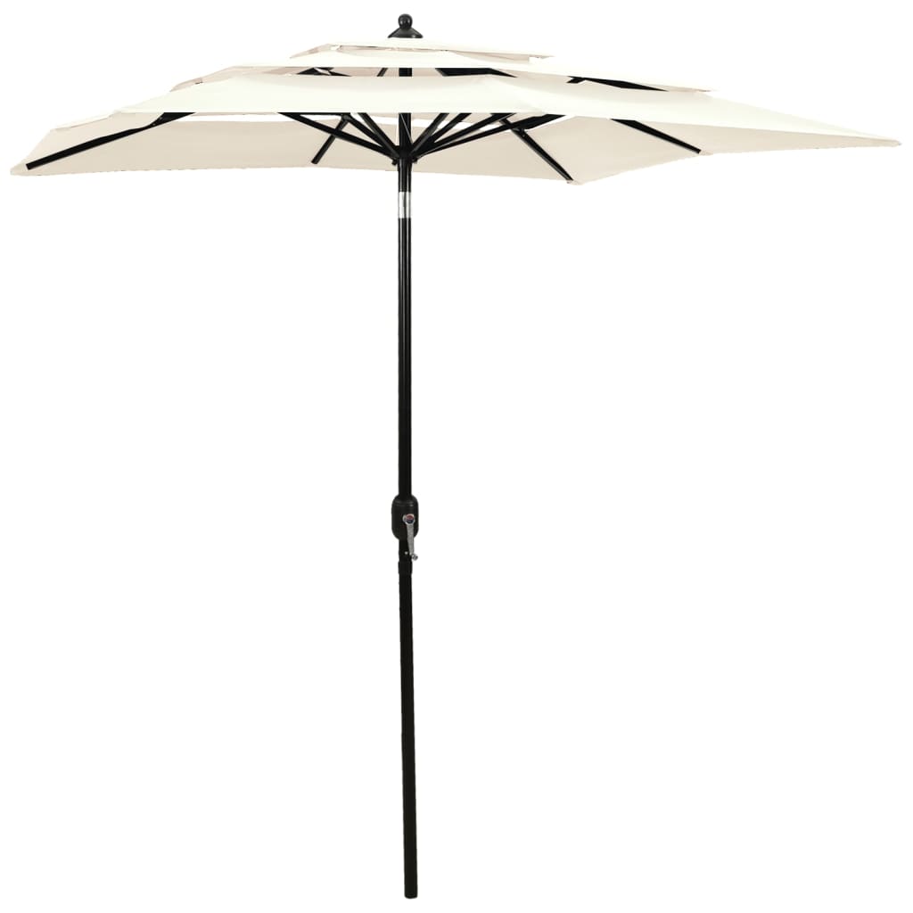 Vidaxl parasol 3-laags met aluminium paal 2x2m zandkleurig