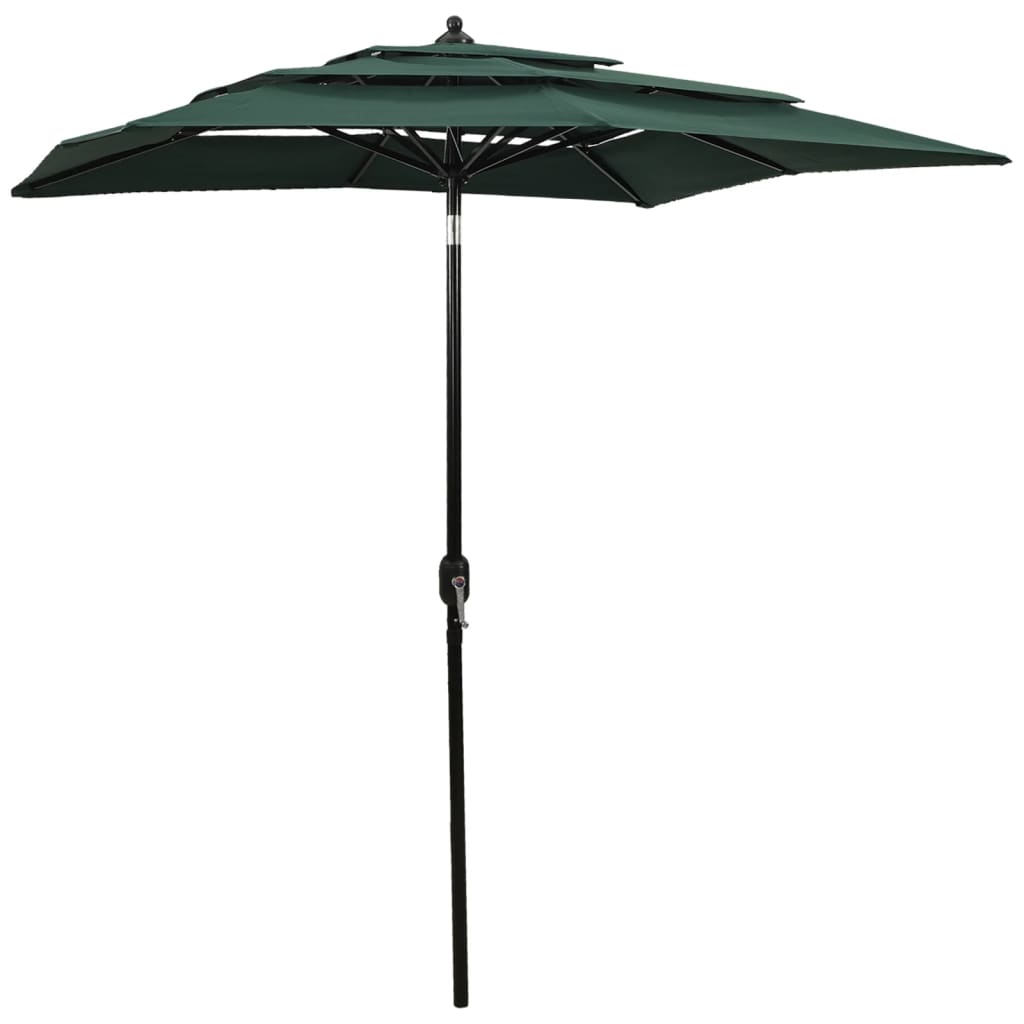 Vidaxl parasol 3-laags met aluminium paal 2x2m groen