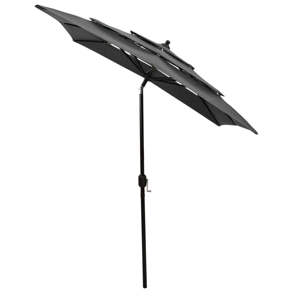 Vidaxl parasol 3-laags met aluminium paal 2x2m antracietkleurig