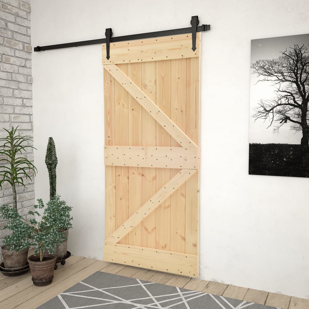 VidaXL Schuifdeur met beslag 80x210 cm massief grenenhout