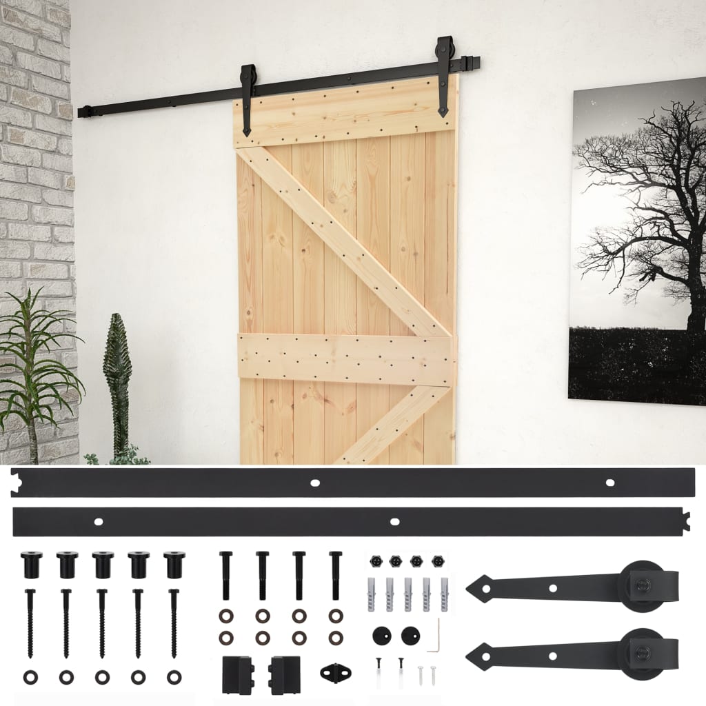 VidaXL Schuifdeur met beslag 100x210 cm massief groenhout
