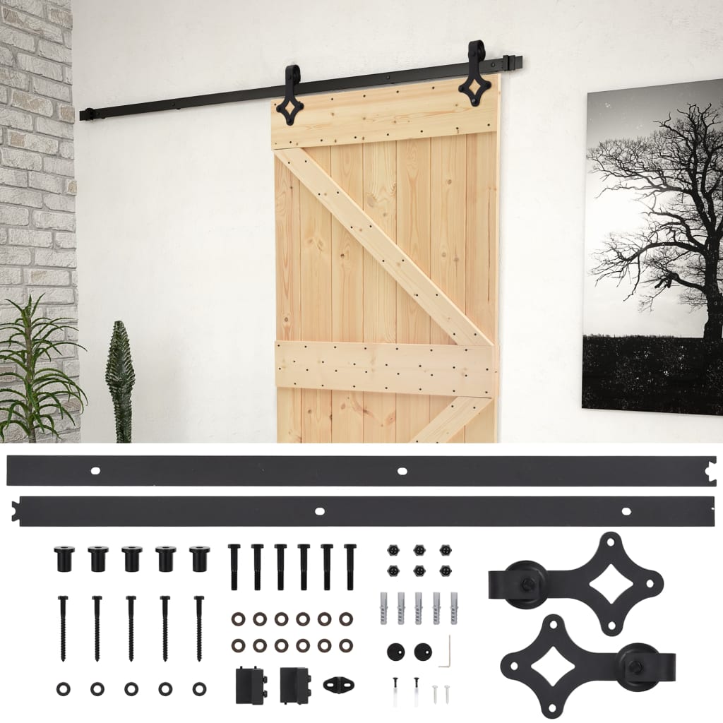 VidaXL Schuifdeur met beslag 100x210 cm massief groenhout