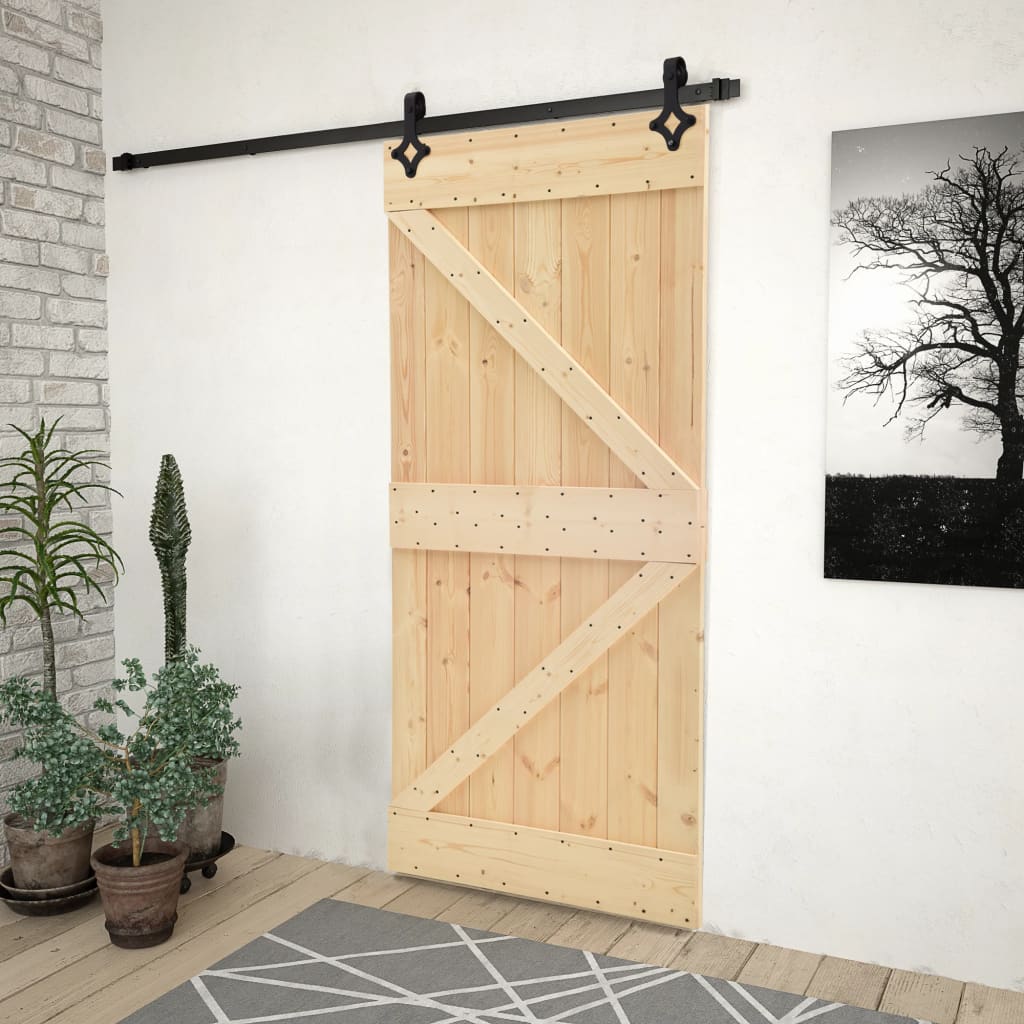 VidaXL Schuifdeur met beslag 100x210 cm massief groenhout