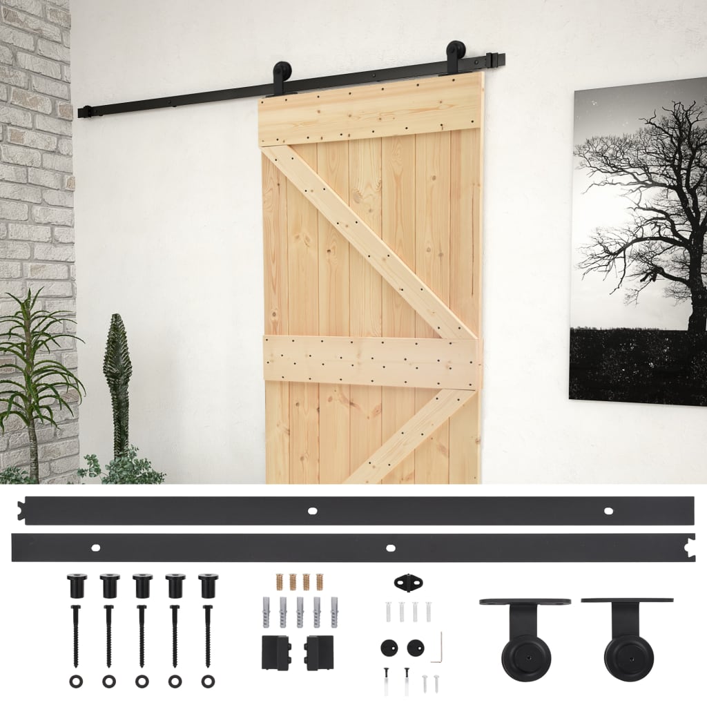 VidaXL Schuifdeur met beslag 100x210 cm massief groenhout