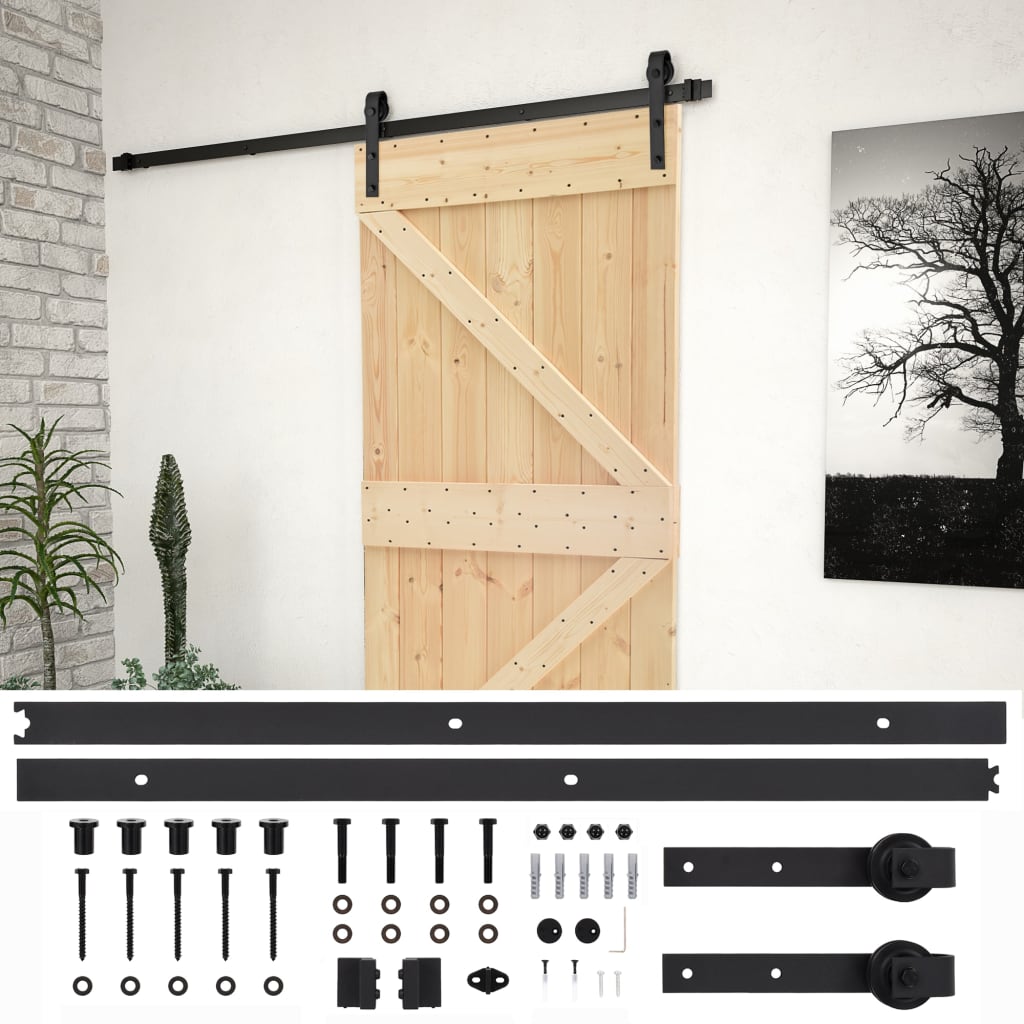 VidaXL Schuifdeur met beslag 100x210 cm massief groenhout