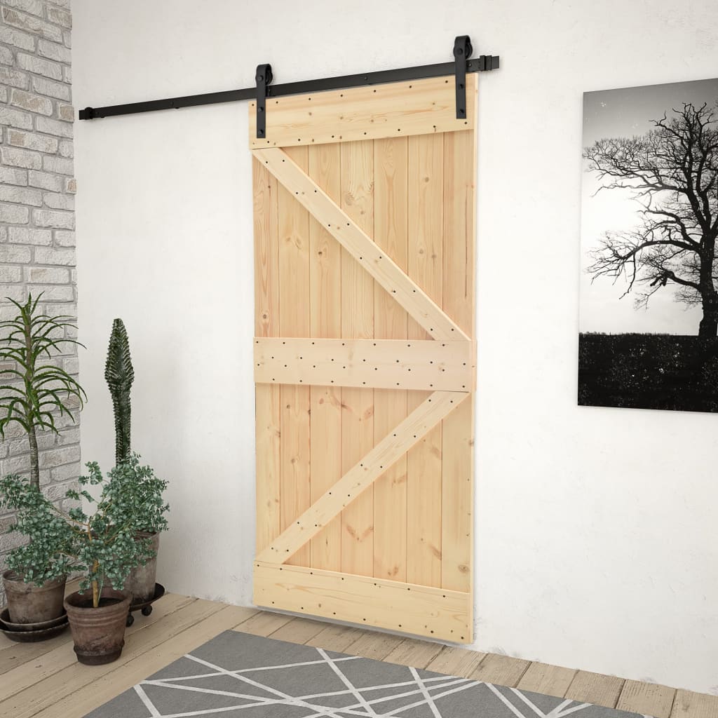 VidaXL Schuifdeur met beslag 100x210 cm massief groenhout