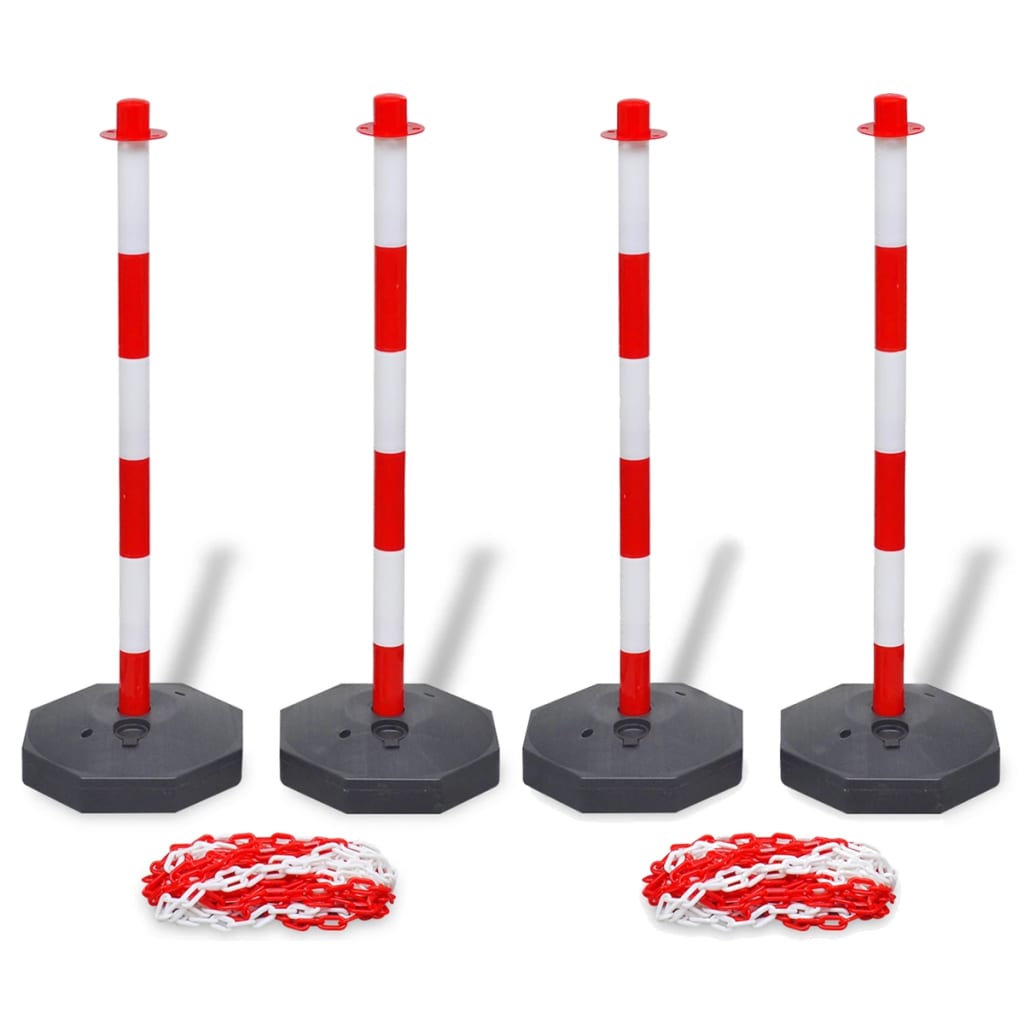 VidaXL Set van 4 kettingpalen en 2 kunststof kettingen van 10 mtr
